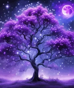 Purple Night Tree Art Diamond Painting