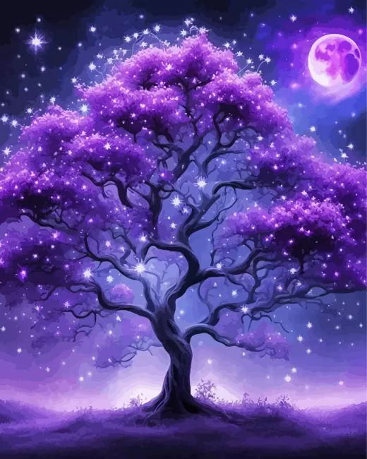 purple night tree art Diamond Paintings Purple Night Tree Art Diamond Painting