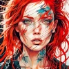 Red Head Lady Diamond Painting