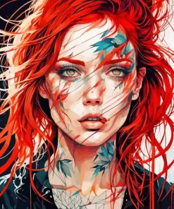 Red Head Lady Diamond Painting