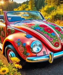 Red Volkswagen Beetle Diamond Painting
