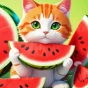 Watermelon Cat Diamond Painting
