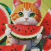 Watermelon Cat Diamond Painting