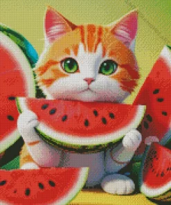 Watermelon Cat Diamond Painting