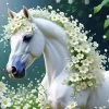 White Flower Horse Diamond Painting