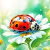 White Flower With Ladybug Diamond Painting