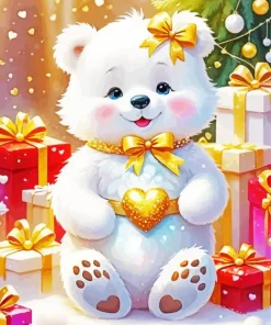 White Teddy Bear Diamond Painting