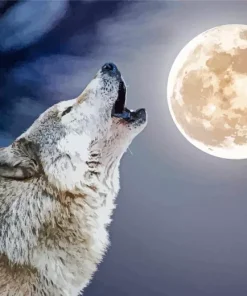 Wolf In The Moon Diamond Painting