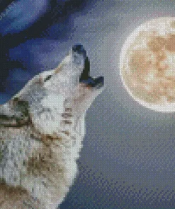 Wolf In The Moon Diamond Painting