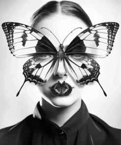 Black And White Butterfly Face Diamond Painting