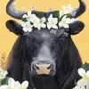 Black Bull With Flower Crown Diamond Painting