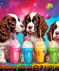 Brown Springer Spaniel Puppies Diamond Painting