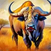Buffalo With Long Horns Diamond Painting