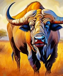 Buffalo With Long Horns Diamond Painting