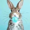 Bunny Bowling Blue Bubble Gum Diamond Painting