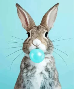 Bunny Bowling Blue Bubble Gum Diamond Painting