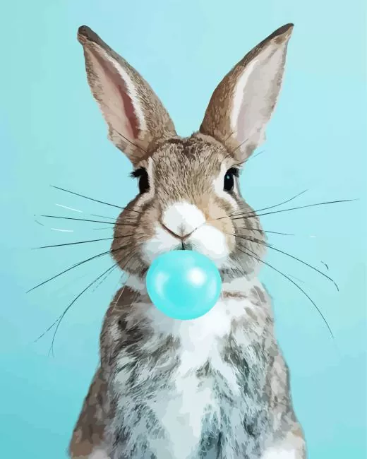 Bunny bowling blue bubble gum Diamond Paintings Bunny Bowling Blue Bubble Gum Diamond Painting