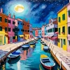 Burano Island At Night Diamond Painting