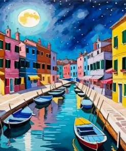 Burano Island At Night Diamond Painting