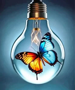 Butterfly In A Bulb Diamond Painting