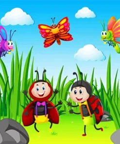 Cartoon Butterflies And Ladybugs Diamond Painting