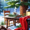 Coffee Cup On Books In Snow Diamond Painting