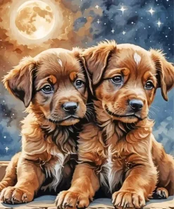 Cute Brown Puppies Diamond Painting