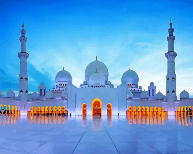 Grand Bur Dubai Masjid UAE Diamond Paintings Grand Bur Dubai Masjid UAE Diamond Painting