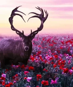 Heart Shape Buck Antlers Diamond Painting
