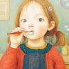 Little Girl Blowing Bubbles Diamond Painting