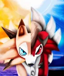 Lycanroc Wolf Pokemon Diamond Painting