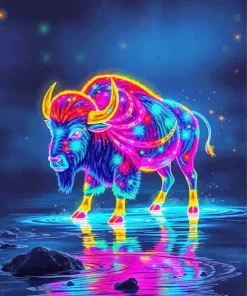 Neon Colorful Buffalo Diamond Painting