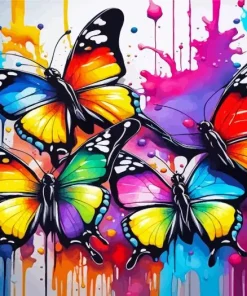 Splatter Colorful Butterflies Diamond Painting