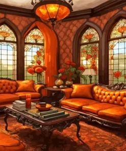 Victorian Burnt Orange Room Diamond Painting