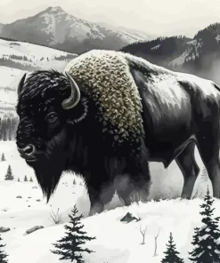Black And White Buffalo Diamond Painting
