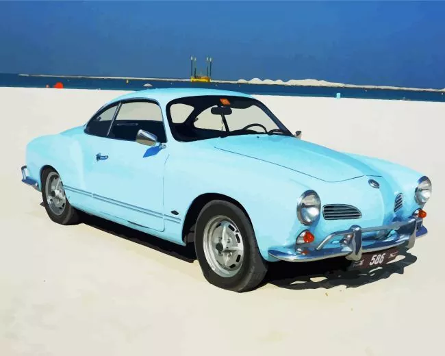 blue Volkswagen karmann ghia Diamond By Numbers Blue Volkswagen Karmann Ghia Diamond Painting
