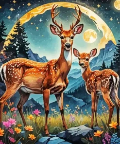 Buck And Doe Diamond Painting