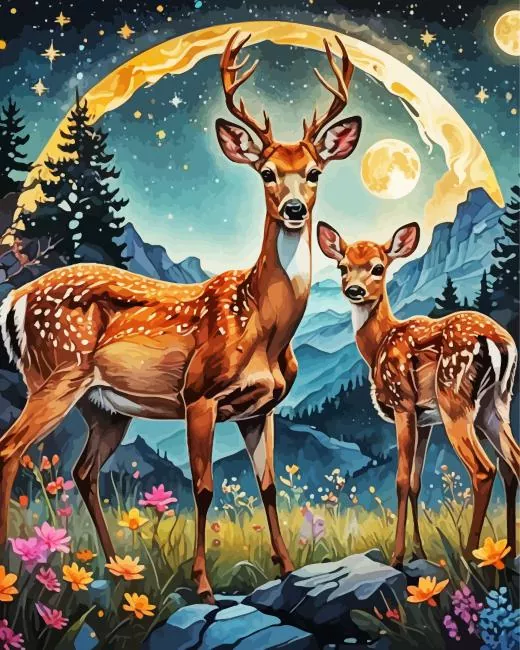buck and doe Diamond By Numbers Buck And Doe Diamond Painting