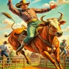Bull Rider Art Diamond Painting