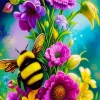 Bumble Bee On Flowers Diamond Painting