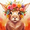 Bunny And Flowers Crown Diamond Painting