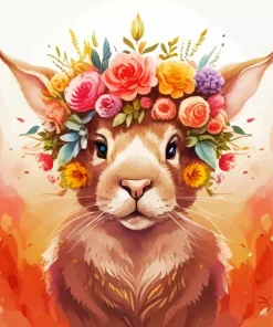Bunny And Flowers Crown Diamond Painting