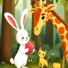 Bunny And Giraffe Diamond Painting