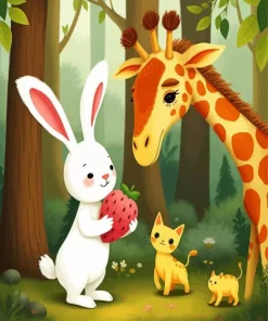 Bunny And Giraffe Diamond Painting