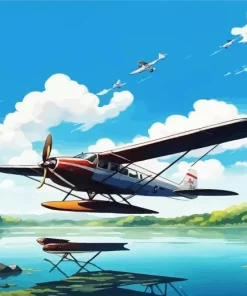 Bush Plane Over Lake Diamond Painting
