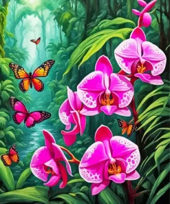 Butterflies And Orchids Diamond Painting