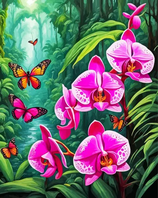 butterflies and orchids Diamond Paintings Butterflies And Orchids Diamond Painting