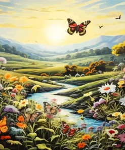 Butterflies Landscape Diamond Painting