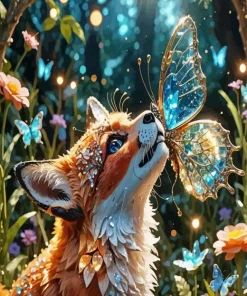 Butterfly And Fox Diamond Painting