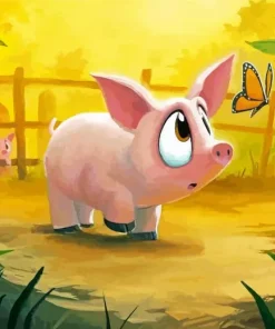 Butterfly And Pig Art Diamond Painting